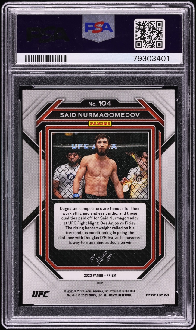 2023 Panini Prizm UFC Black Prizm Said Nurmagomedov 1/1 #104 PSA 9 MINT