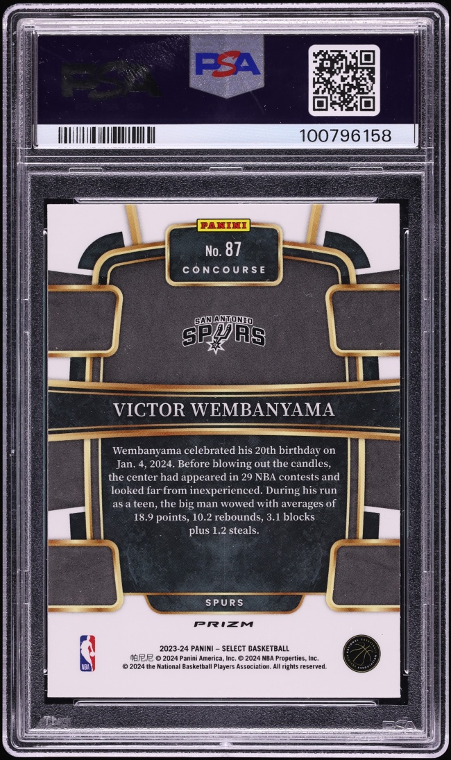 2023 Select Concourse Silver Prizm Victor Wembanyama ROOKIE #87 PSA 10 GEM MINT