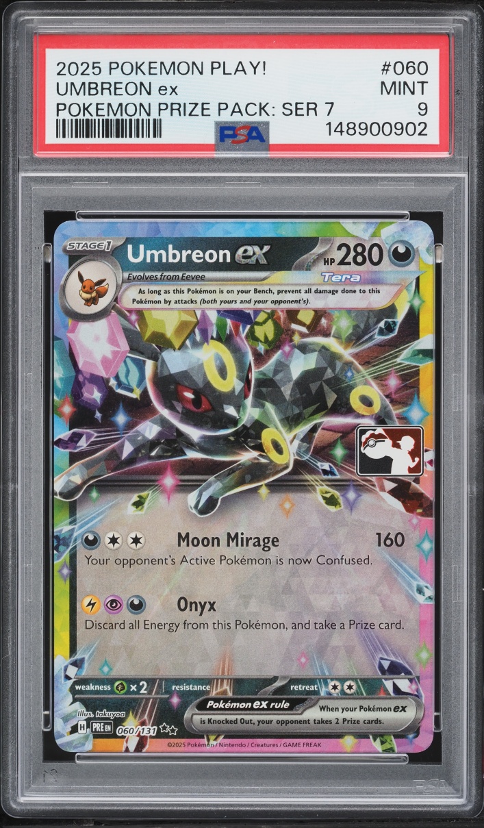 2025 Pokemon SV Prismatic Evolutions Play! Prize Pack Series Umbreon EX #60 PSA 9 MINT