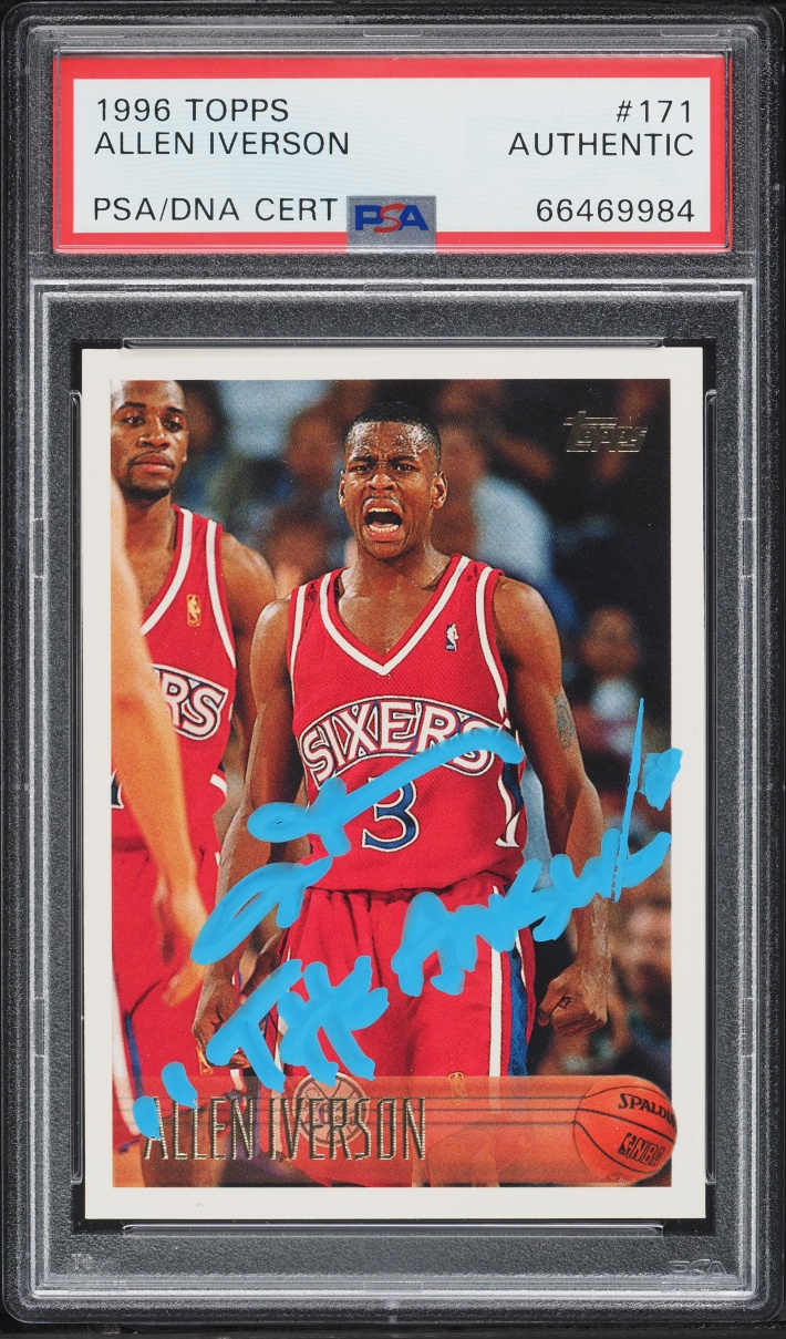 1996 Topps Basketball Allen Iverson ROOKIE AUTO #171 PSA AUTH