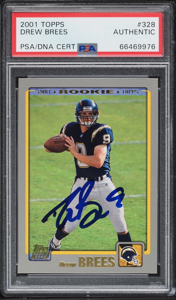 2001 Topps Football Drew Brees ROOKIE AUTO #328 PSA AUTH