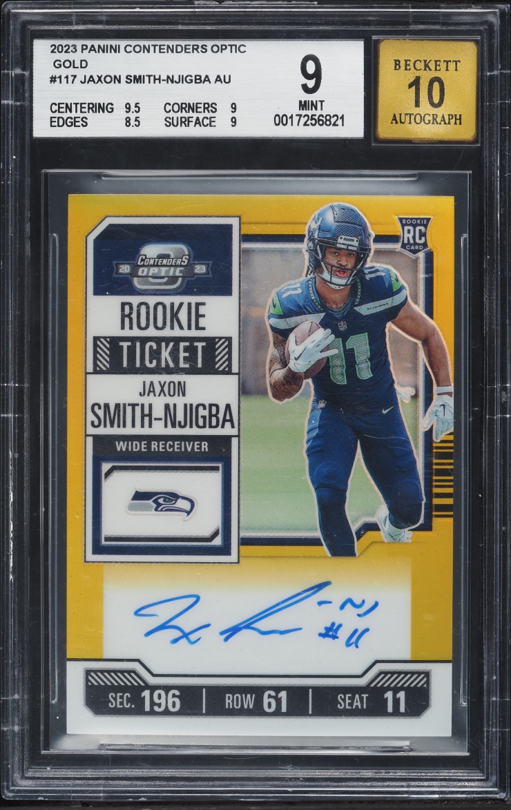 2023 Panini Contenders Optic Gold Jaxon Smith-Njigba ROOKIE AUTO /10 #117 BGS 9 MINT