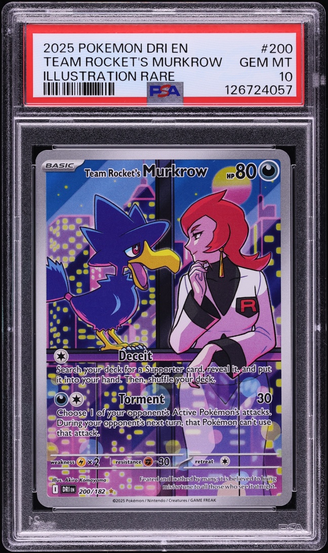 2025 Pokemon Scarlet & Violet Destined Rivals IR Team Rocket's Murkrow #200 PSA 10 GEM MINT