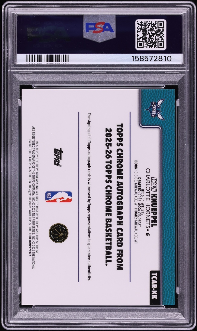 2025 Topps Chrome Kon Knueppel ROOKIE AUTO #TCAR-KK PSA 9 MINT