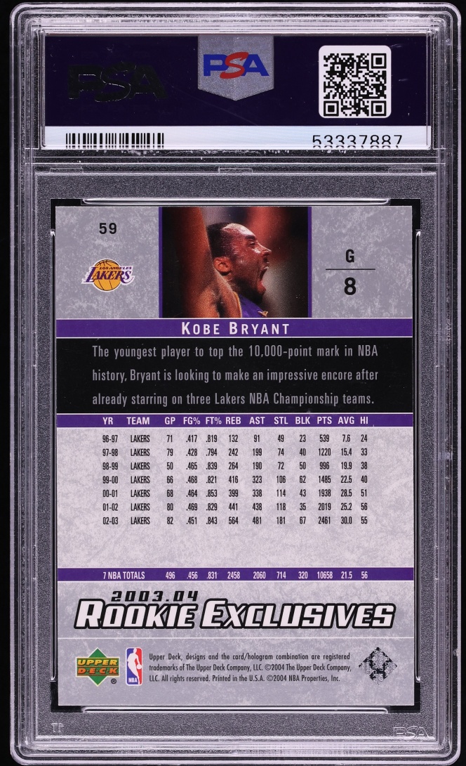 2003 Upper Deck Exclusives Kobe Bryant #59 PSA 10 GEM MINT