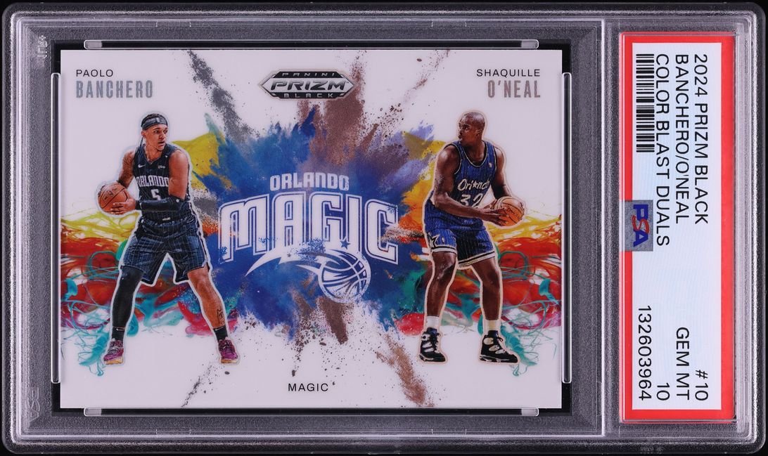 2024 Panini Prizm Black Color Blast Duals Paolo Banchero Shaquille O'Neal #10 PSA 10 GEM MINT