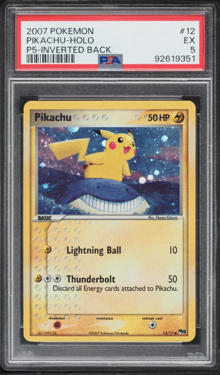 2007 Pokemon EX POP Series 5 Inverted Back Holo Pikachu #12 PSA 5 EX