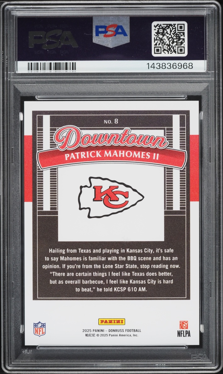 2025 Donruss Downtown Patrick Mahomes II #8 PSA 10 GEM MINT