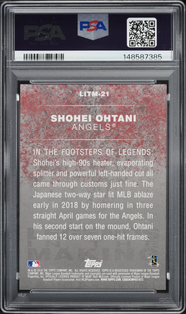 2018 Topps Update Legends In The Making Black Shohei Ohtani ROOKIE #LITM-21 PSA 8 NM-MT