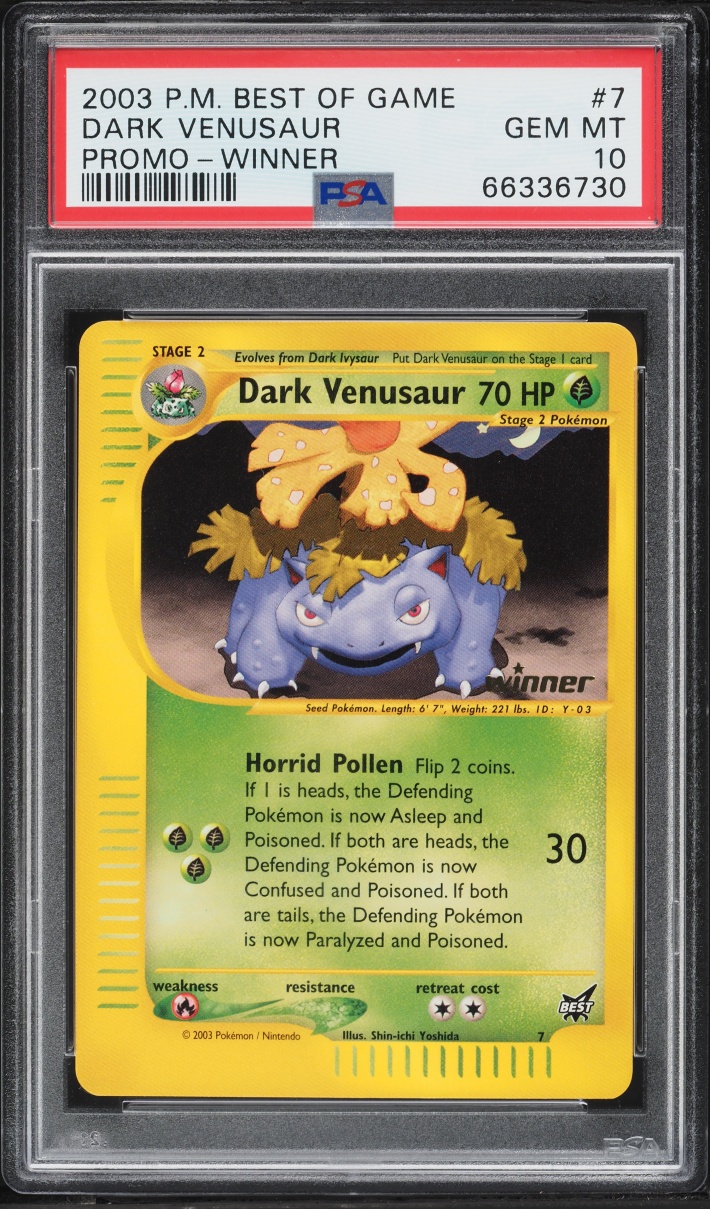 2003 Pokemon Best Of Game Promo Winner Dark Venusaur #7 PSA 10 GEM MINT