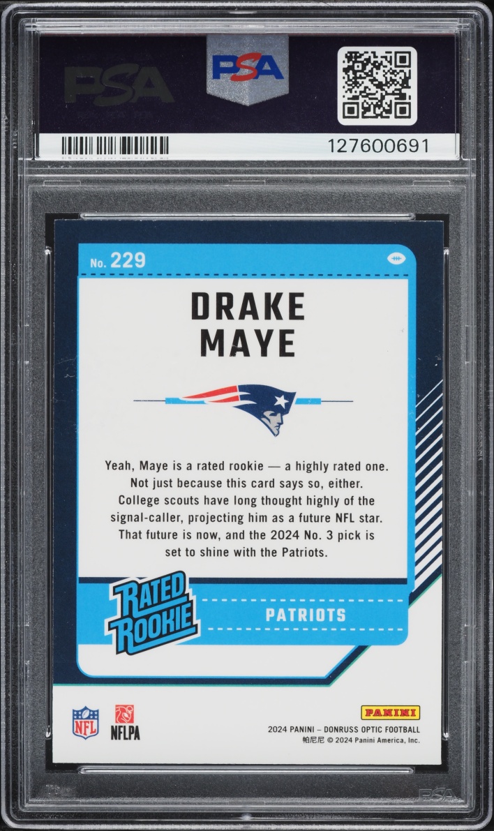 2024 Donruss Optic Drake Maye ROOKIE #229 PSA 9 MINT