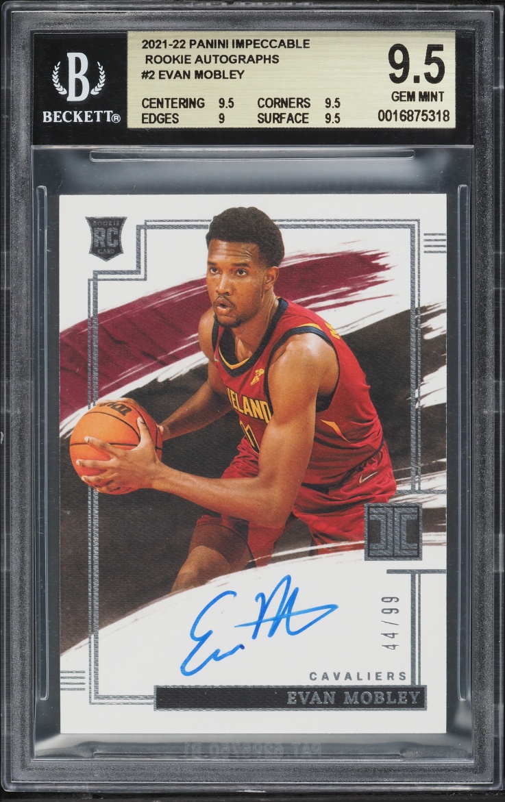 2021 Panini Impeccable Evan Mobley ROOKIE AUTO /99 #RA-EVA BGS 9.5 GEM MINT