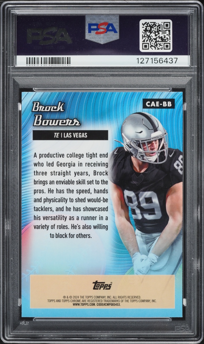 2024 Topps Chrome All-Etch Yellow Refractor Brock Bowers ROOKIE /75 PSA 10 GEM MINT