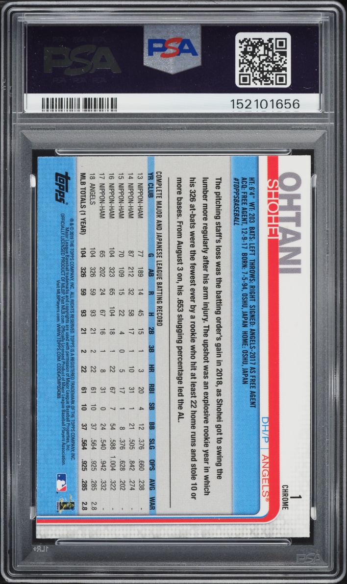 2019 Topps Chrome Shohei Ohtani #1 PSA 9 MINT
