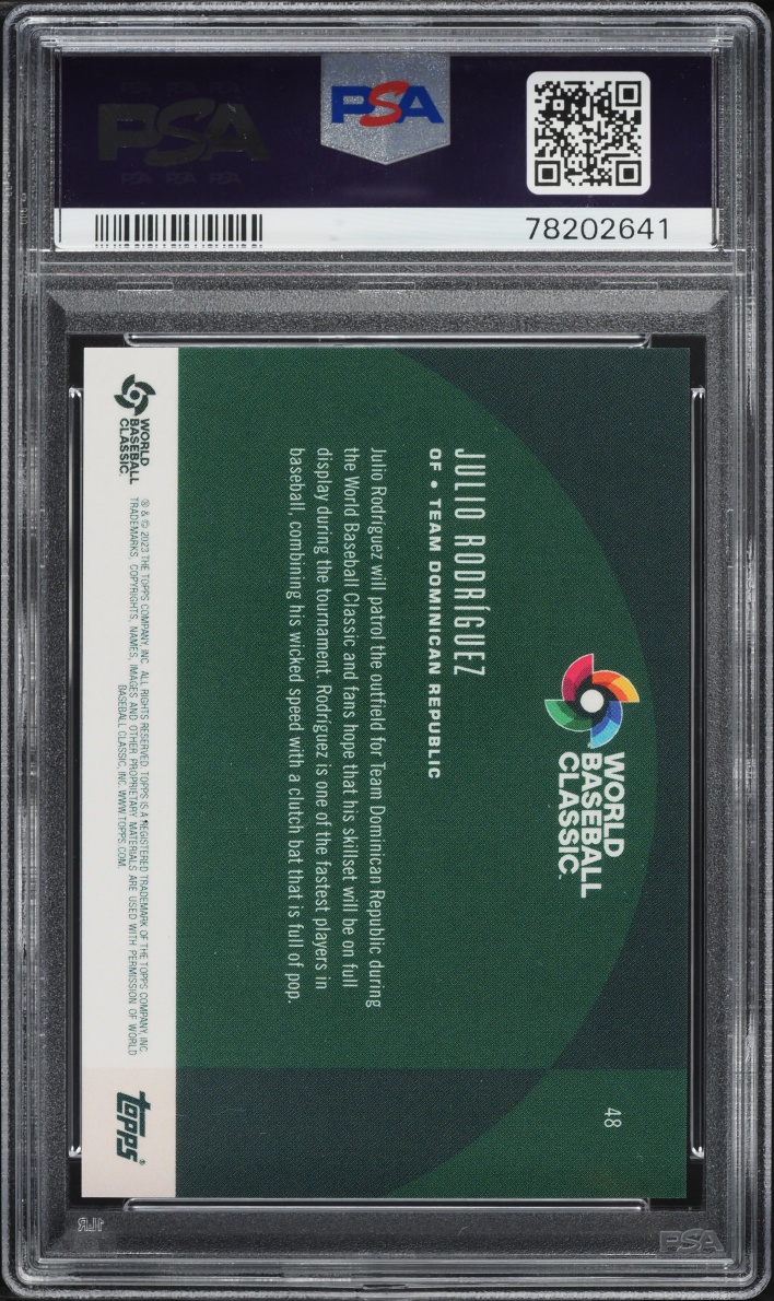 2023 Topps World Baseball Classic Global Stars Black Julio Rodriguez #48 PSA 10 GEM MINT