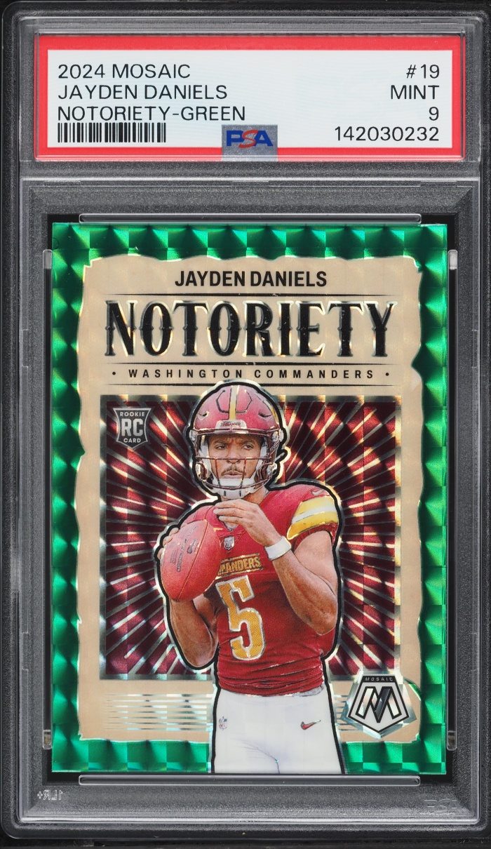 2024 Panini Mosaic Notoriety Green Jayden Daniels ROOKIE #19 PSA 9 MINT