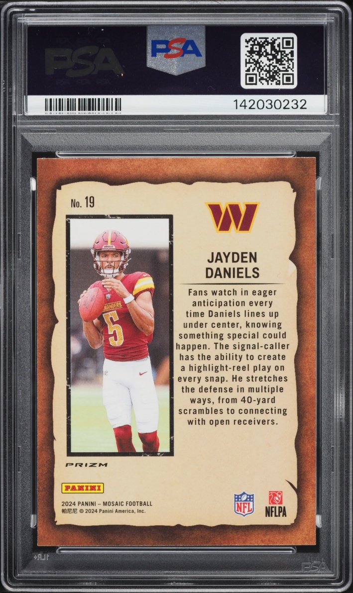 2024 Panini Mosaic Notoriety Green Jayden Daniels ROOKIE #19 PSA 9 MINT