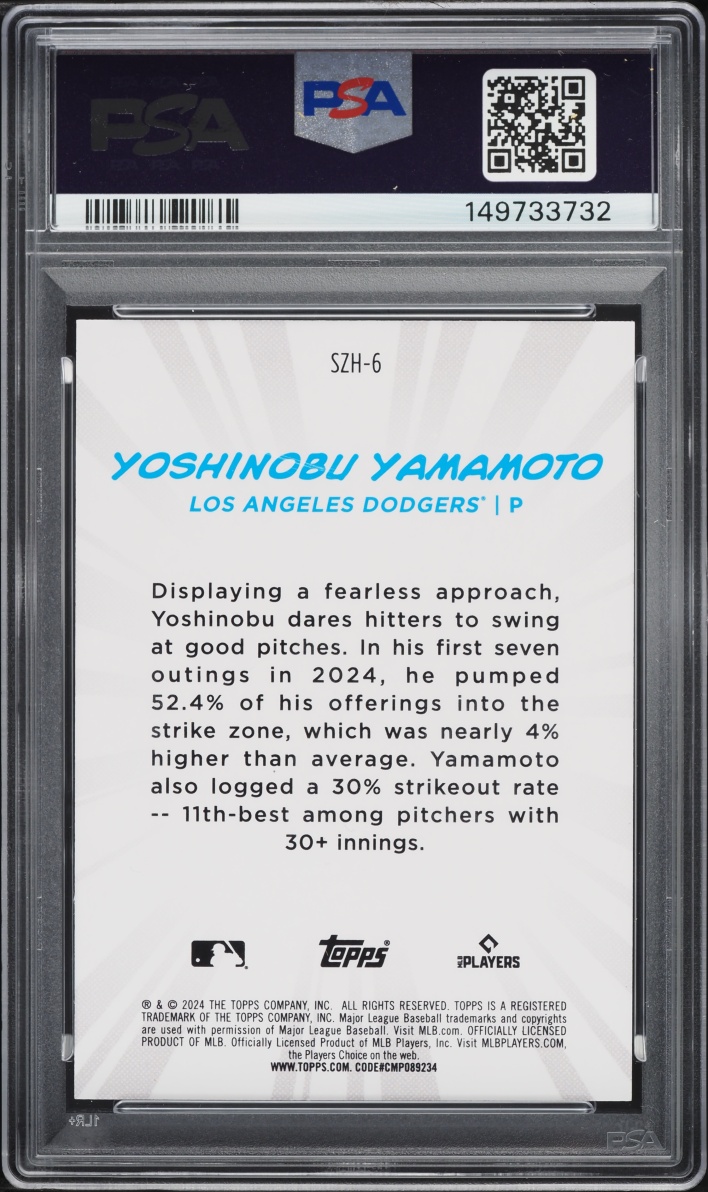 2024 Topps Japan Edition Strike Zone Heroes Yoshinobu Yamamoto ROOKIE #SZH6 PSA 10 GEM MINT