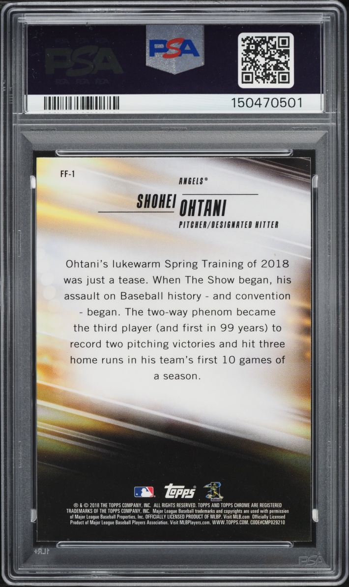 2018 Topps Chrome Freshman Flash Shohei Ohtani ROOKIE #FF-1 PSA 9 MINT