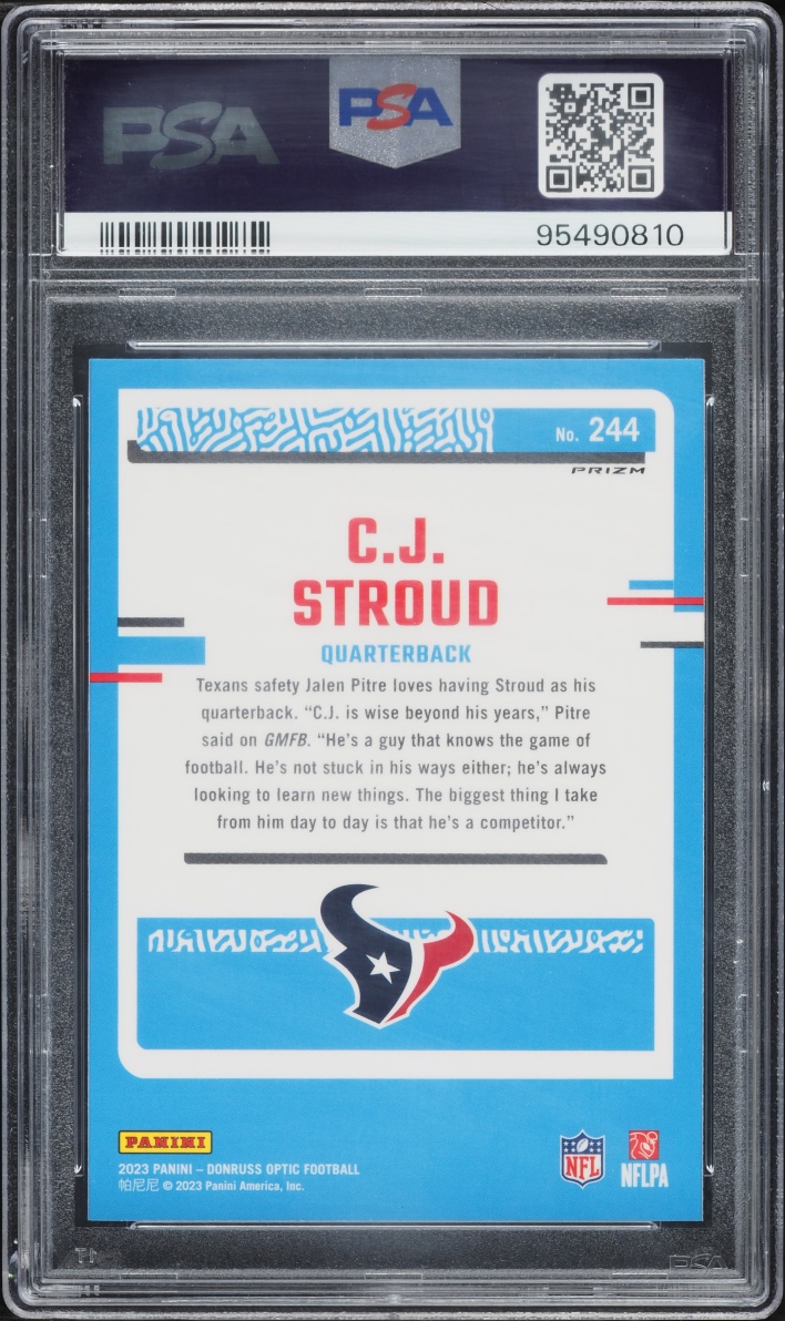 2023 Donruss Optic Holo Prizm C.J. Stroud ROOKIE #244 PSA 9 MINT