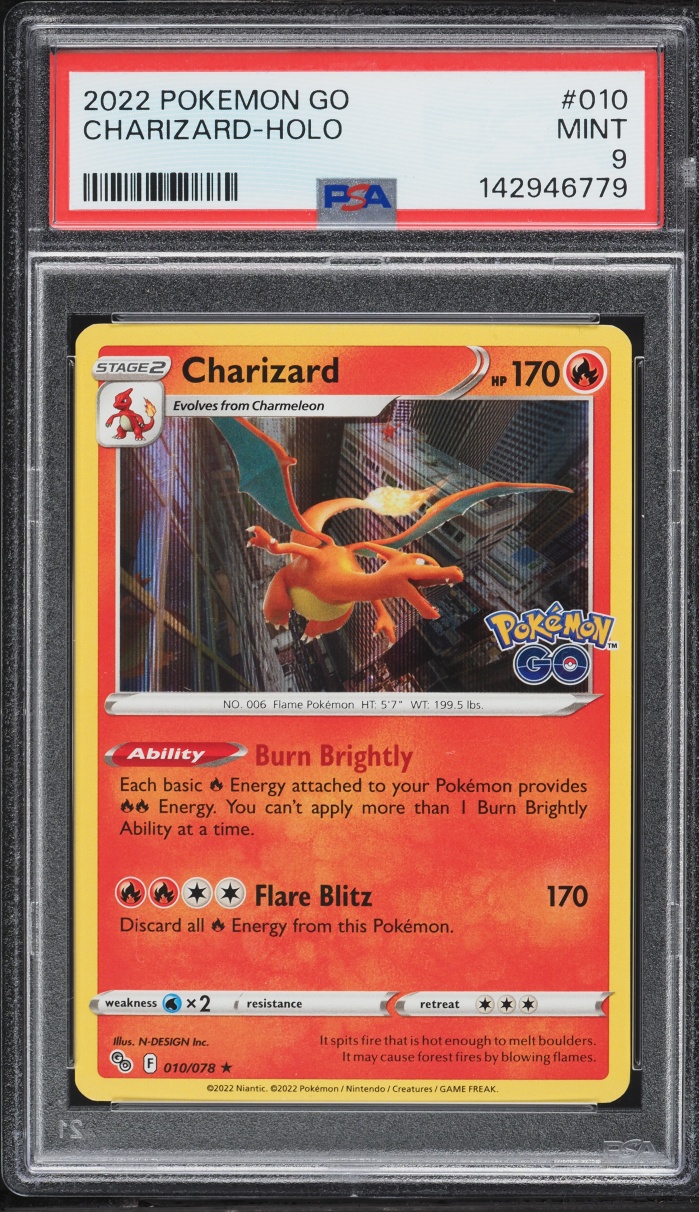 2022 Pokemon Sword & Shield GO Holo Charizard #10 PSA 9 MINT