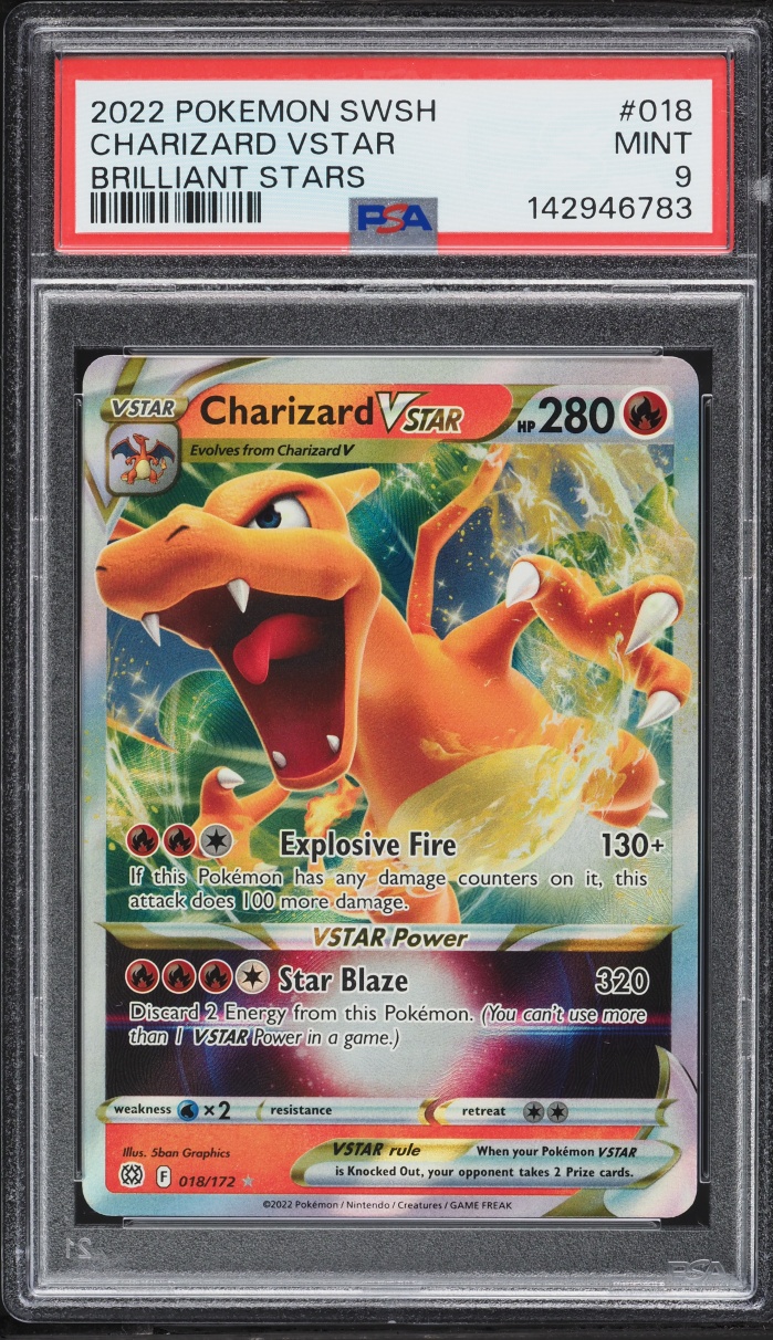 2022 Pokemon Sword & Shield Brilliant Stars Holo Charizard VSTAR #18 PSA 9 MINT