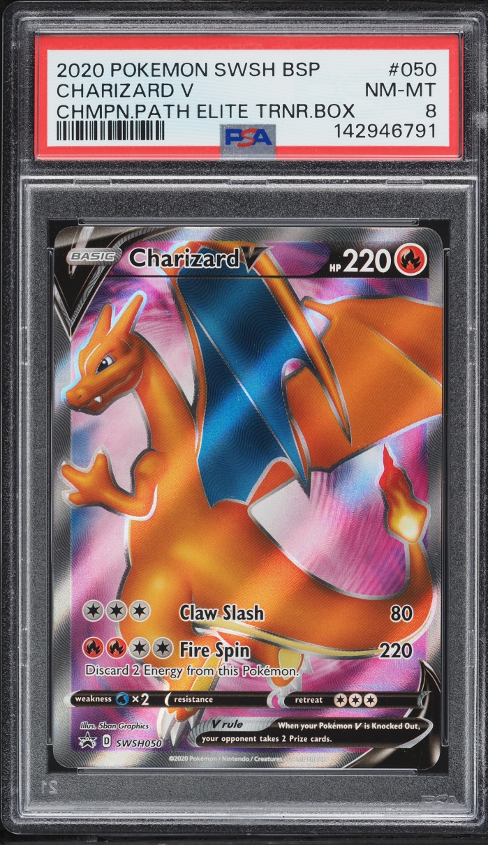 2020 Pokemon Sword & Shield Promo Champion's Path ETB Full Art Charizard V #50 PSA 8 NM-MT