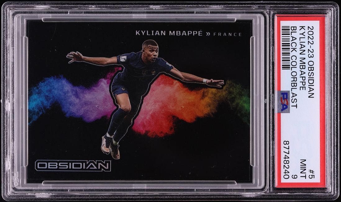 2022 Panini Obsidian Black Colorblast Kylian Mbappe #5 PSA 9 MINT