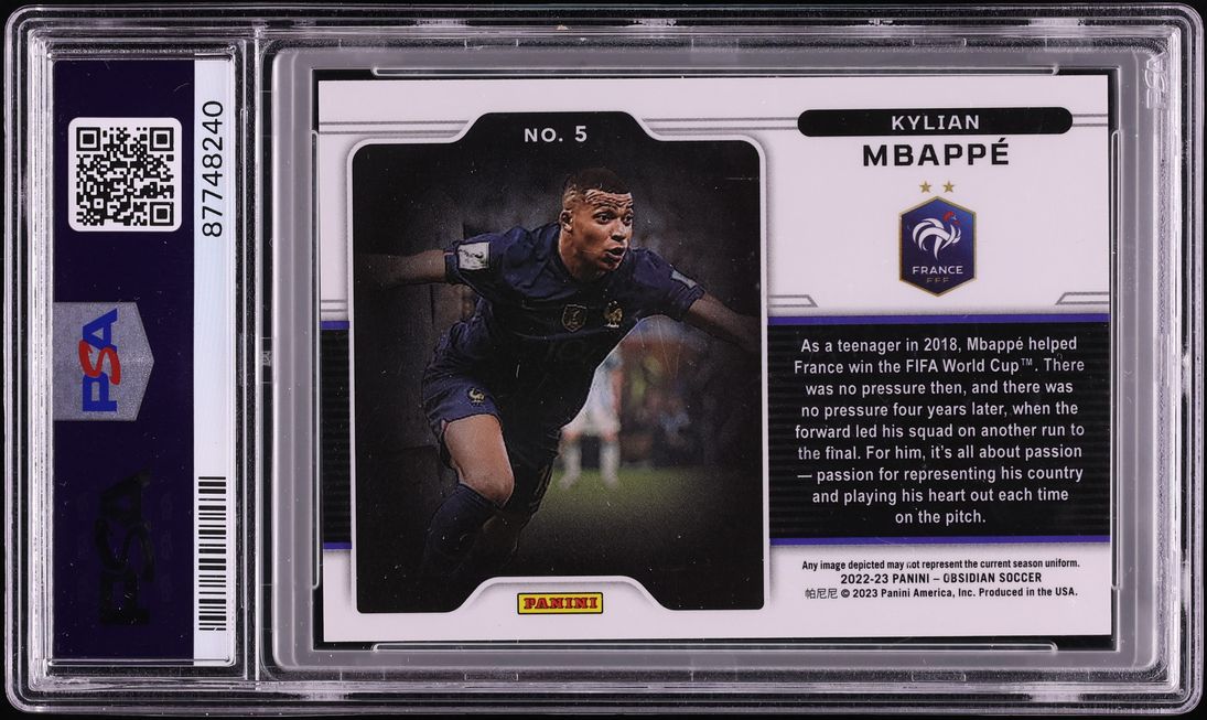 2022 Panini Obsidian Black Colorblast Kylian Mbappe #5 PSA 9 MINT