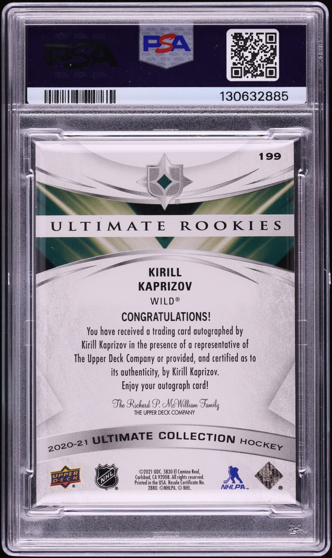 2020 Ultimate Collection Kirill Kaprizov ROOKIE AUTO /99 #199 PSA 9 MINT