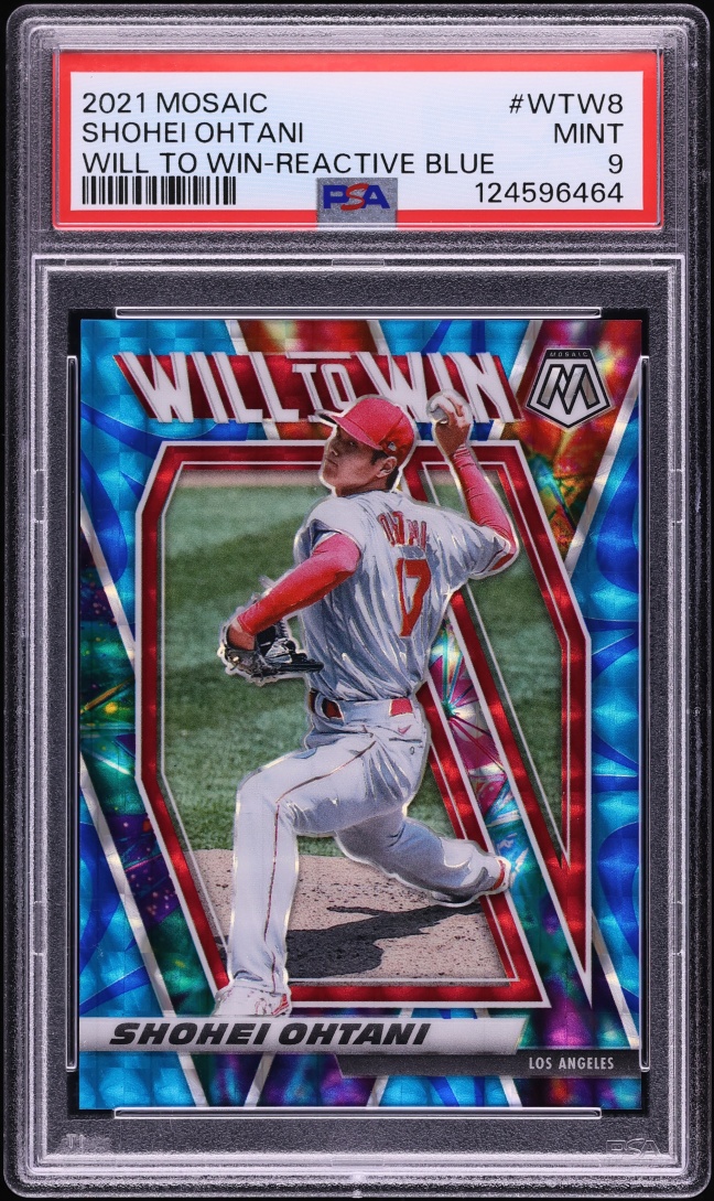 2021 Panini Mosaic Will To Win Reactive Blue Shohei Ohtani /99 #WTW8 PSA 9 MINT