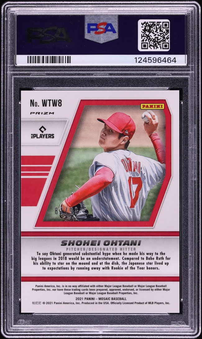 2021 Panini Mosaic Will To Win Reactive Blue Shohei Ohtani /99 #WTW8 PSA 9 MINT