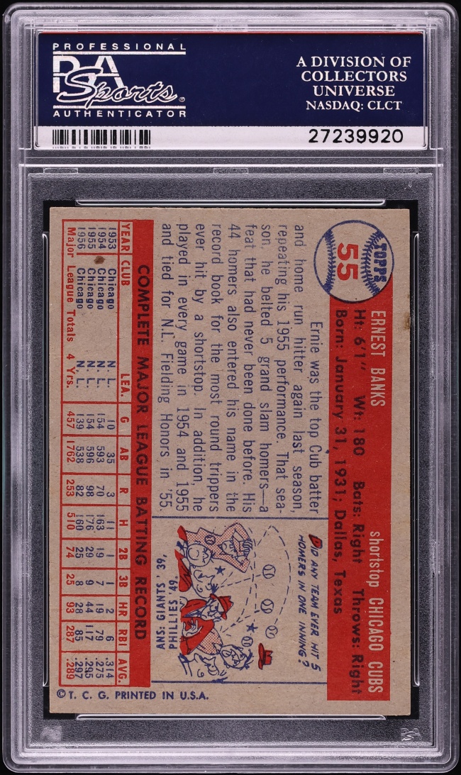 1957 Topps Ernie Banks #55 PSA 5 EX