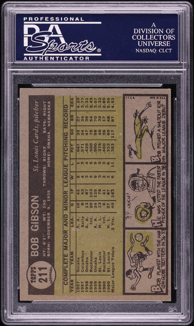 1961 Topps Bob Gibson #211 PSA 6 EXMT