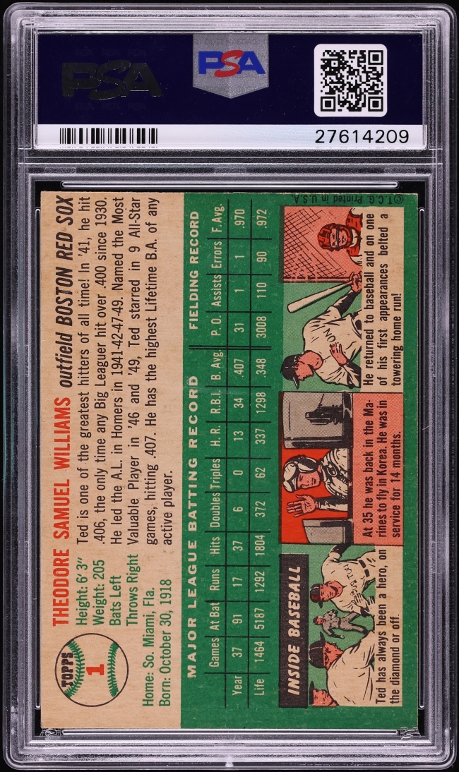 1954 Topps Ted Williams #1 PSA 4 VGEX