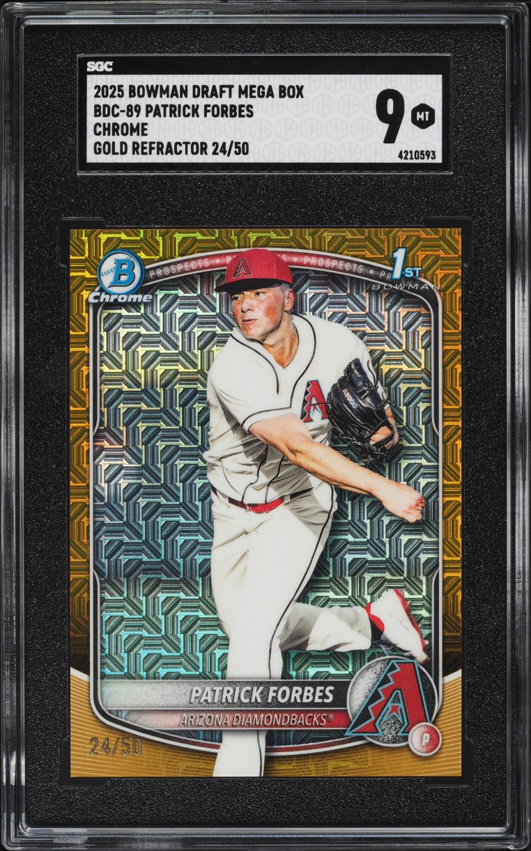 2025 Bowman Chrome Draft Mega Box Gold Refractor Patrick Forbes PROSPECT /50 #BDC-89 SGC 9 MINT