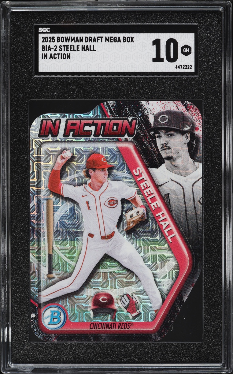 2025 Bowman Chrome Draft Mega Box In Action Die-Cut Steele Hall PROSPECT #BIA-2 SGC 10 GEM MINT