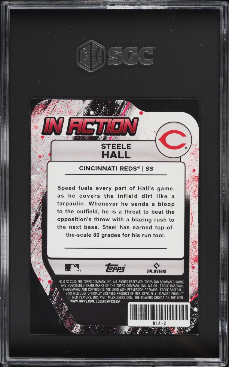 2025 Bowman Chrome Draft Mega Box In Action Die-Cut Steele Hall PROSPECT #BIA-2 SGC 10 GEM MINT