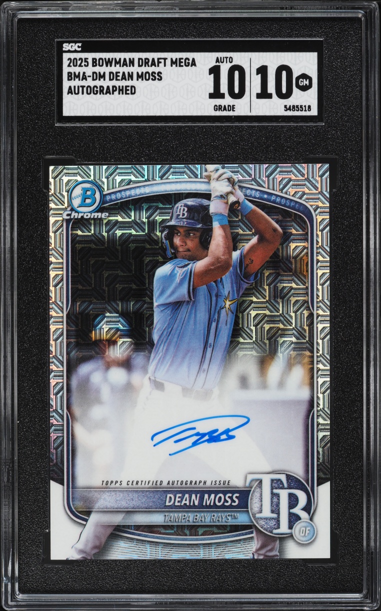 2025 Bowman Chrome Draft Mega Box Dean Moss PROSPECT AUTO #BMA-DM SGC 10 GEM MINT