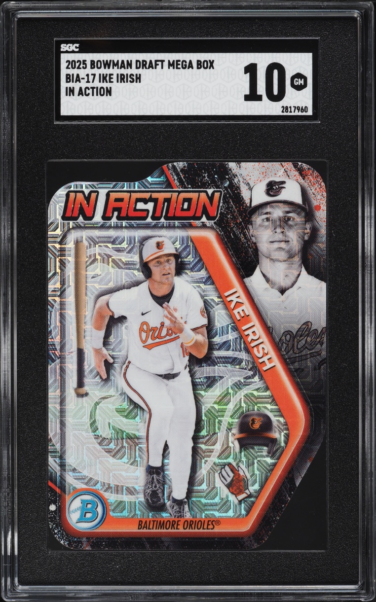 2025 Bowman Chrome Draft Mega Box In Action Die-Cut Ike Irish PROSPECT #BIA-17 SGC 10 GEM MINT