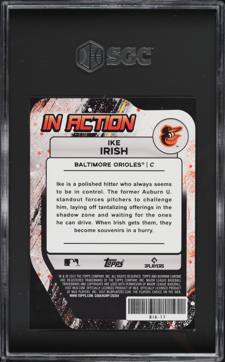 2025 Bowman Chrome Draft Mega Box In Action Die-Cut Ike Irish PROSPECT #BIA-17 SGC 10 GEM MINT