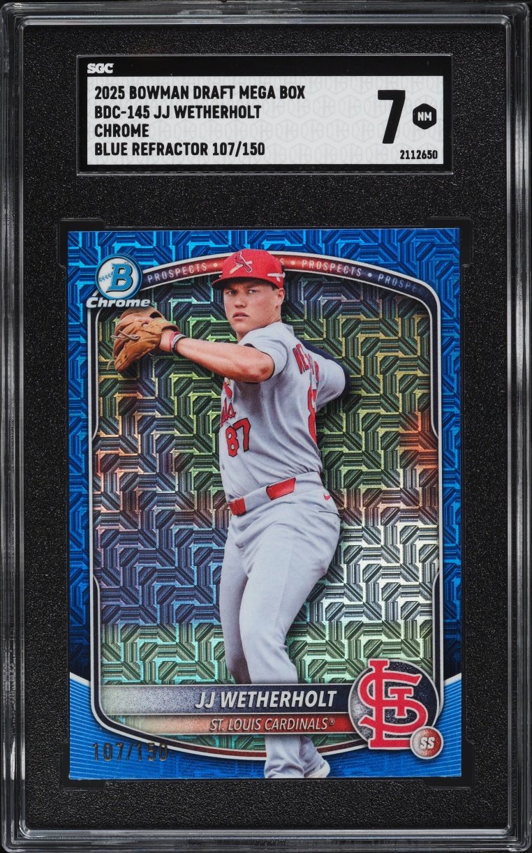 2025 Bowman Chrome Draft Mega Box Blue Refractor JJ Wetherholt PROSPECT /150 #BDC-145 SGC 7