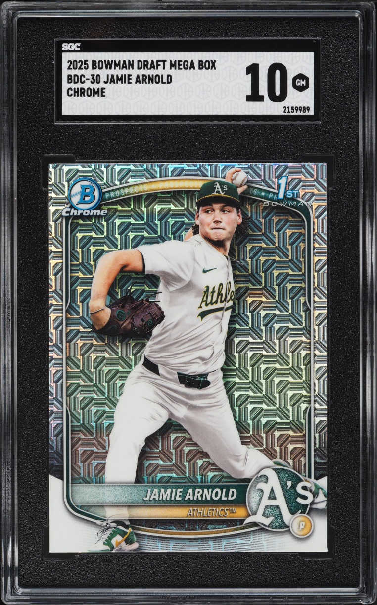 2025 Bowman Chrome Draft Mega Box Jamie Arnold PROSPECT #BDC-30 SGC 10 GEM MINT