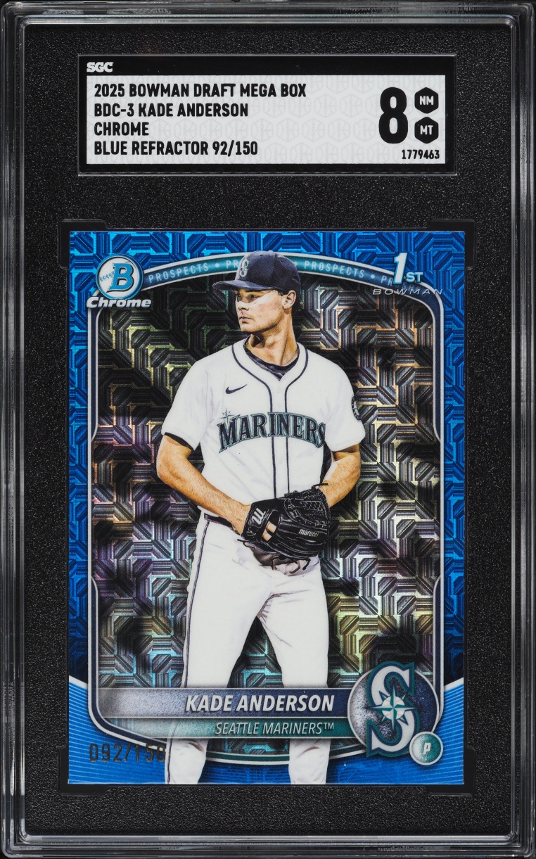2025 Bowman Chrome Draft Mega Box Blue Refractor Kade Anderson PROSPECT /150 #BDC-3 SGC 8 NM-MT