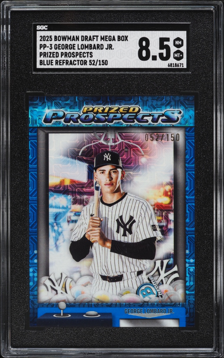 2025 Bowman Chrome Draft Mega Box Prized Blue Ref George Lombard Jr. PROSPECT /150 SGC 8.5