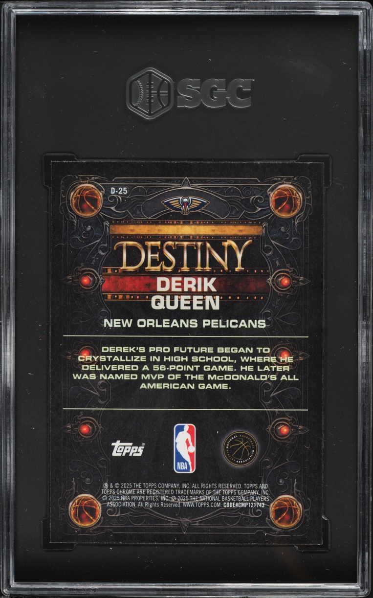 2025 Topps Chrome Destiny Derik Queen ROOKIE #D-25 SGC 9 MINT