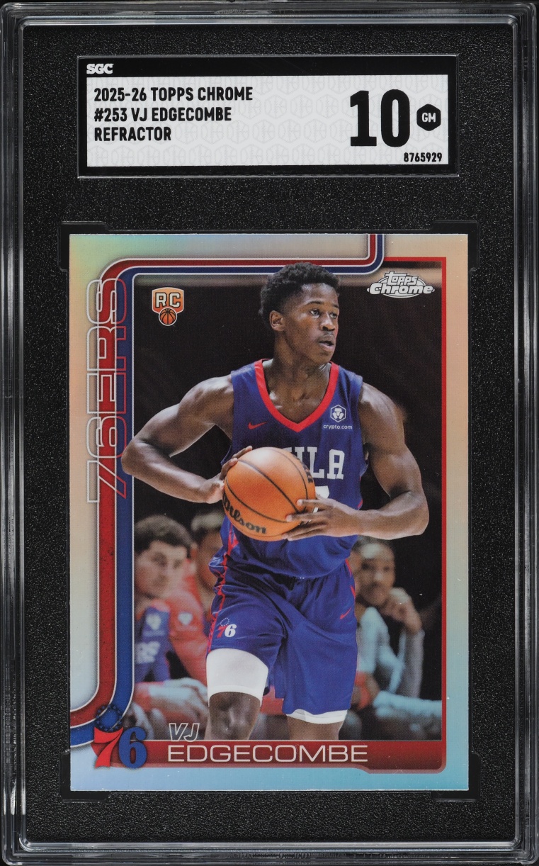2025 Topps Chrome Refractor VJ Edgecombe ROOKIE #253 SGC 10 GEM MINT