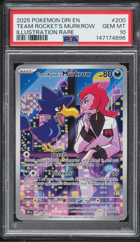 2025 Pokemon Scarlet & Violet Destined Rivals IR Team Rocket's Murkrow #200 PSA 10 GEM MINT
