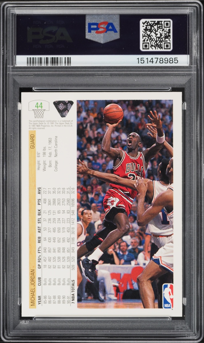 1991 Upper Deck Basketball Michael Jordan #44 PSA 9 MINT