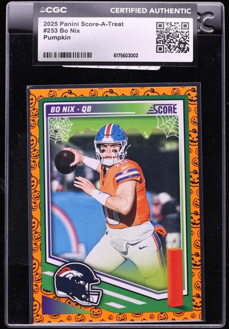 2025 Panini Score-a-Treat Pumpkin Bo Nix #253 CGC AUTH
